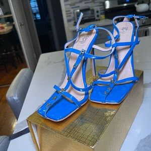 Electric Blue Stiletto Heels with Strappy Design